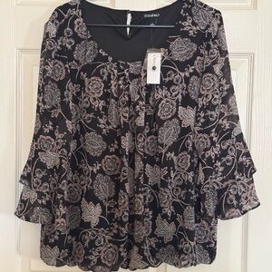 Black Floral Women's Top